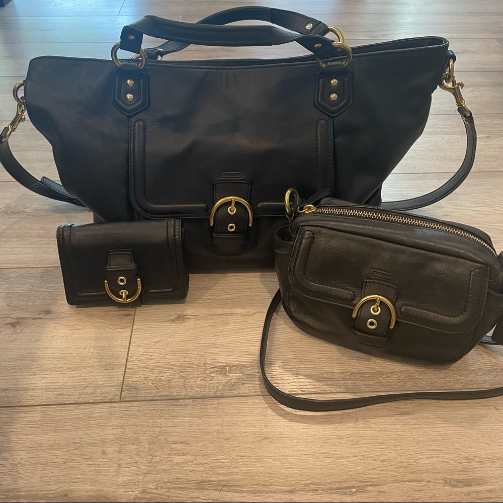 Coach Black Leather Bags